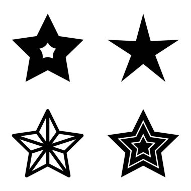 Yıldız Düz Simgesi Seti Beyaz Arkaplanda Ayrı Tutuldu