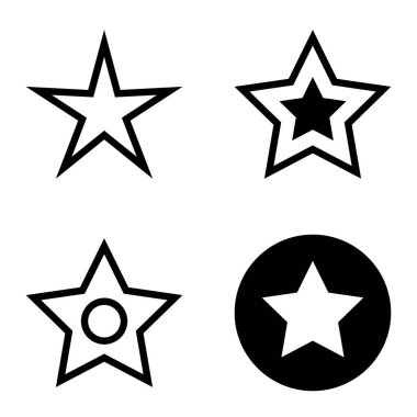 Yıldız Düz Simgesi Seti Beyaz Arkaplanda Ayrı Tutuldu