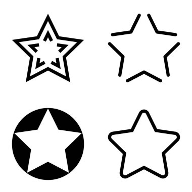 Yıldız Düz Simgesi Seti Beyaz Arkaplanda Ayrı Tutuldu