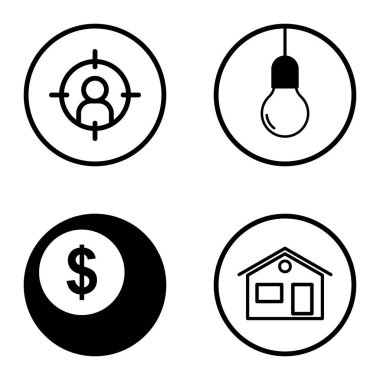 Daireler 1-2 Düz Simge Seti Beyaz Arkaplanda İzole Edildi