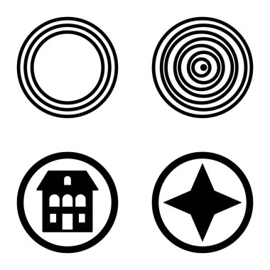 Daireler 1-2 Düz Simge Seti Beyaz Arkaplanda İzole Edildi