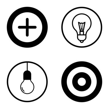 Daireler 1-2 Düz Simge Seti Beyaz Arkaplanda İzole Edildi