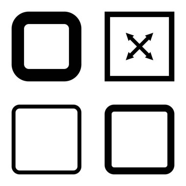 Kare Düz Simge Seti Beyaz Arkaplanda İzole Edildi