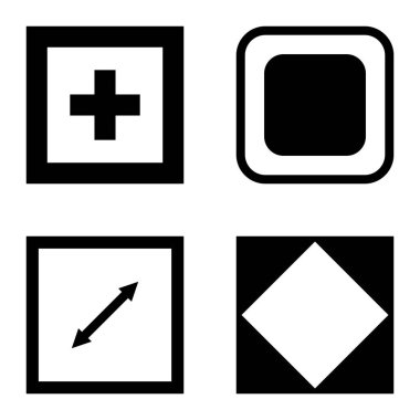 Kare Düz Simge Seti Beyaz Arkaplanda İzole Edildi