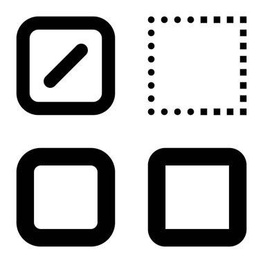 Kare Düz Simge Seti Beyaz Arkaplanda İzole Edildi