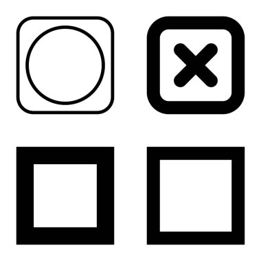 Kare Düz Simge Seti Beyaz Arkaplanda İzole Edildi