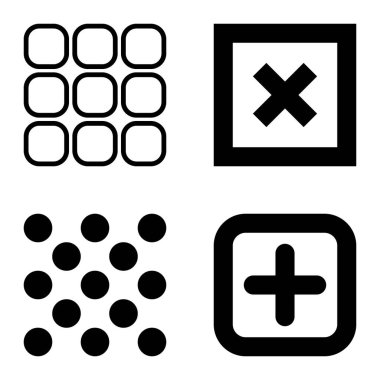 Kare Düz Simge Seti Beyaz Arkaplanda İzole Edildi