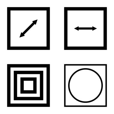 Kare Düz Simge Seti Beyaz Arkaplanda İzole Edildi