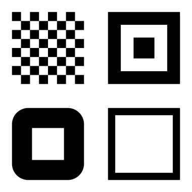 Kare Düz Simge Seti Beyaz Arkaplanda İzole Edildi