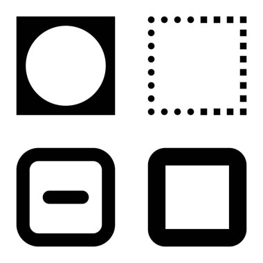 Kare Düz Simge Seti Beyaz Arkaplanda İzole Edildi