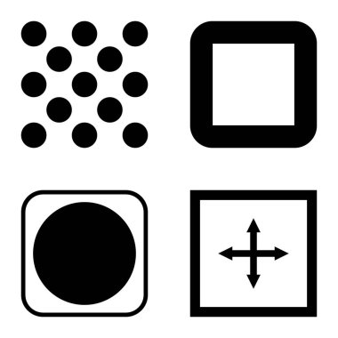 Kare Düz Simge Seti Beyaz Arkaplanda İzole Edildi