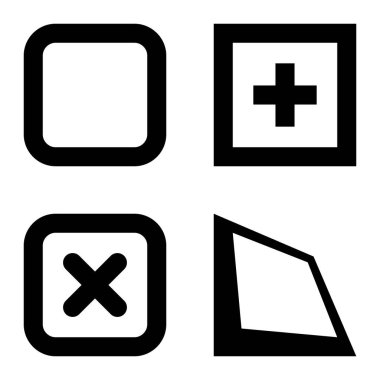 Kare Düz Simge Seti Beyaz Arkaplanda İzole Edildi