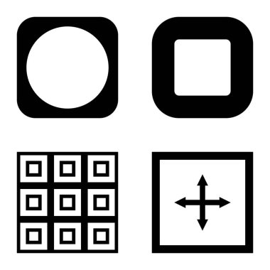 Kare Düz Simge Seti Beyaz Arkaplanda İzole Edildi