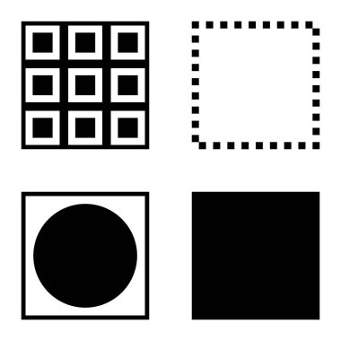 Kare Düz Simge Seti Beyaz Arkaplanda İzole Edildi