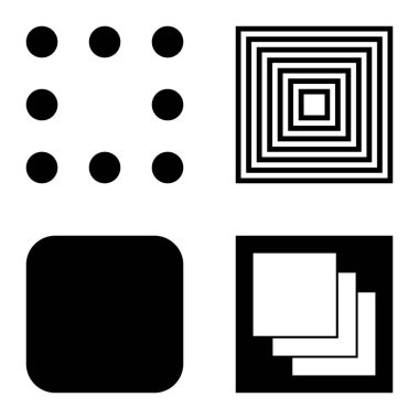Kare Düz Simge Seti Beyaz Arkaplanda İzole Edildi