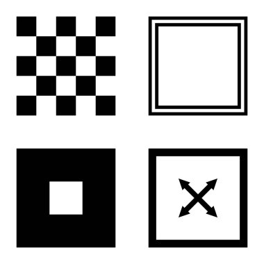 Kare Düz Simge Seti Beyaz Arkaplanda İzole Edildi