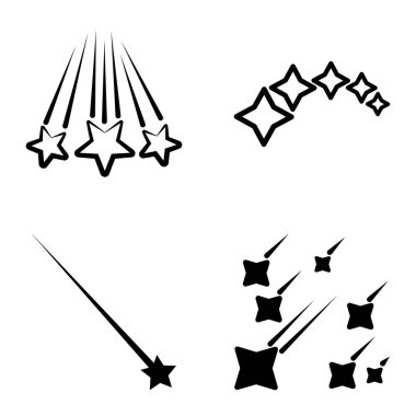 Yıldız Şelalesi Düz Simge Seti Beyaz Arkaplanda İzole Edildi