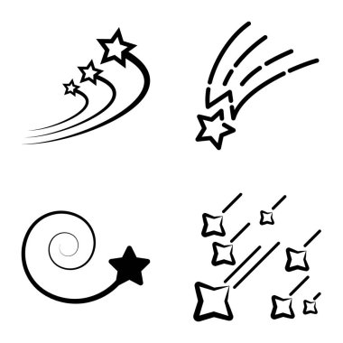 Yıldız Şelalesi Düz Simge Seti Beyaz Arkaplanda İzole Edildi