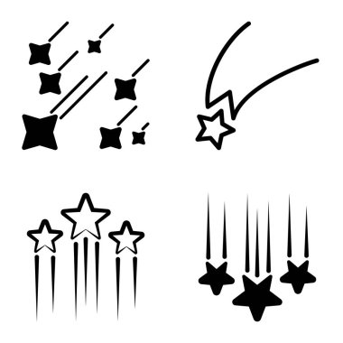 Yıldız Şelalesi Düz Simge Seti Beyaz Arkaplanda İzole Edildi