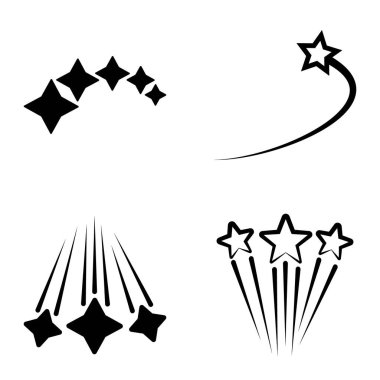 Yıldız Şelalesi Düz Simge Seti Beyaz Arkaplanda İzole Edildi