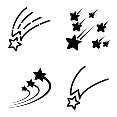 Yıldız Şelalesi Düz Simge Seti Beyaz Arkaplanda İzole Edildi