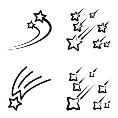 Yıldız Şelalesi Düz Simge Seti Beyaz Arkaplanda İzole Edildi