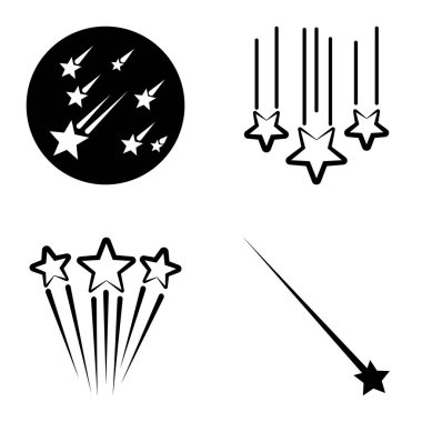 Yıldız Şelalesi Düz Simge Seti Beyaz Arkaplanda İzole Edildi