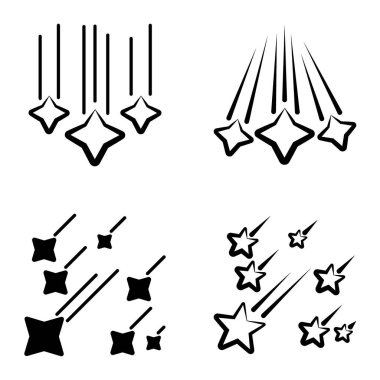 Yıldız Şelalesi Düz Simge Seti Beyaz Arkaplanda İzole Edildi