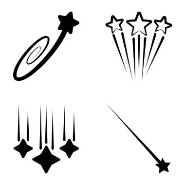 Yıldız Şelalesi Düz Simge Seti Beyaz Arkaplanda İzole Edildi