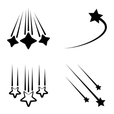 Yıldız Şelalesi Düz Simge Seti Beyaz Arkaplanda İzole Edildi