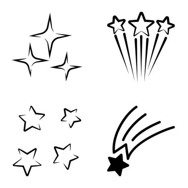 Yıldız Şelalesi Düz Simge Seti Beyaz Arkaplanda İzole Edildi