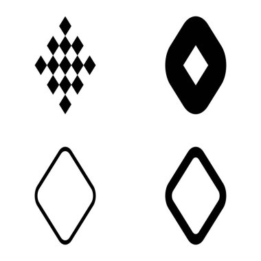 Rhombus Düz Simge Seti Beyaz Arkaplanda İzole Edildi