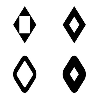 Rhombus Düz Simge Seti Beyaz Arkaplanda İzole Edildi