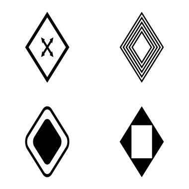 Rhombus Düz Simge Seti Beyaz Arkaplanda İzole Edildi