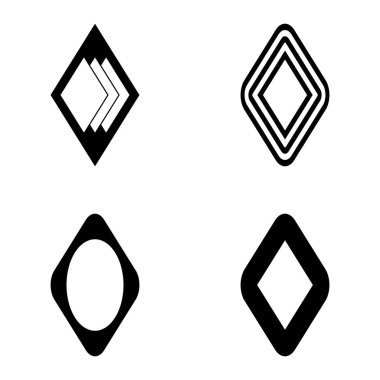 Rhombus Düz Simge Seti Beyaz Arkaplanda İzole Edildi