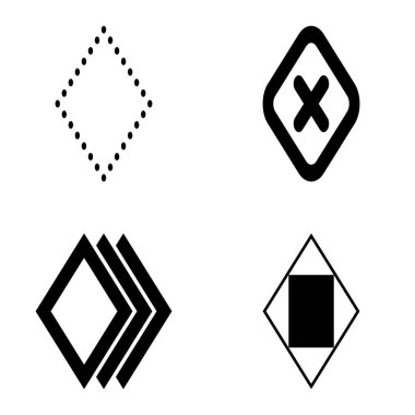 Rhombus Düz Simge Seti Beyaz Arkaplanda İzole Edildi