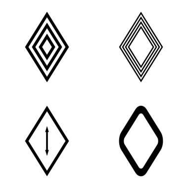 Rhombus Düz Simge Seti Beyaz Arkaplanda İzole Edildi