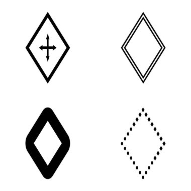 Rhombus Düz Simge Seti Beyaz Arkaplanda İzole Edildi