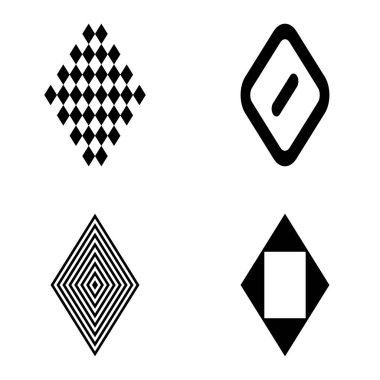 Rhombus Düz Simge Seti Beyaz Arkaplanda İzole Edildi