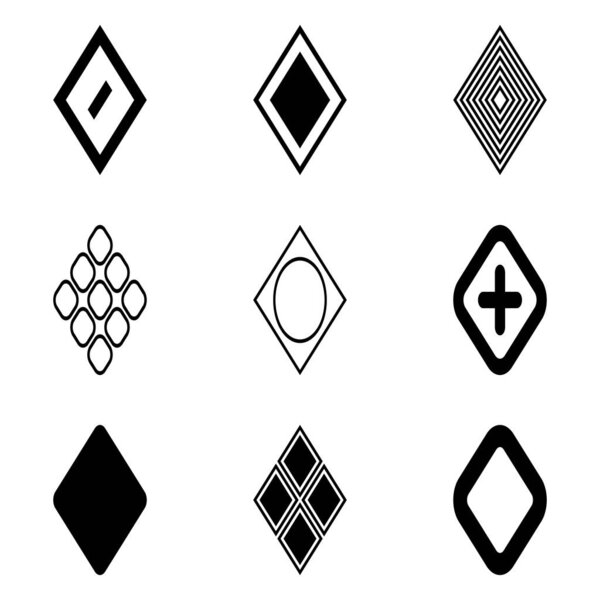 Ромб плоская икона набор изолирован на белом фоне