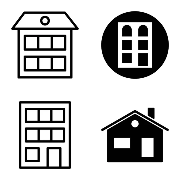 Conjunto Iconos Planos Casas Aisladas Sobre Fondo Blanco — Vector de stock