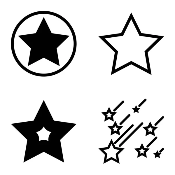 Stars Flat Icon Set Isolated White Background — Stock Vector