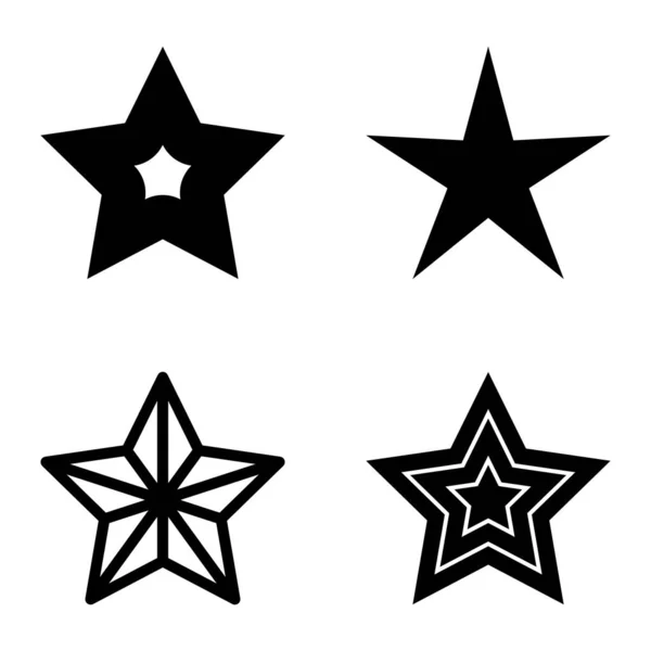 Stars Flat Ikon Készlet Elszigetelt Fehér Háttér — Stock Vector