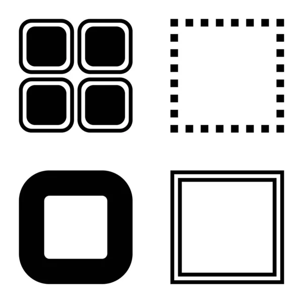 Quadratische Flache Symbole Isoliert Auf Weißem Hintergrund — Stockvektor