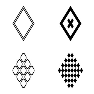 Rhombus Düz Simge Seti Beyaz Arkaplanda İzole Edildi