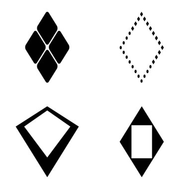 Rhombus Düz Simge Seti Beyaz Arkaplanda İzole Edildi