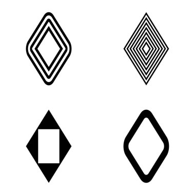 Rhombus Düz Simge Seti Beyaz Arkaplanda İzole Edildi