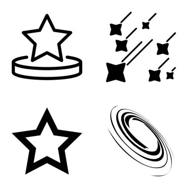 Yıldız1-2 Yıldız Şelalesi Düz Simge Seti Beyaz Arkaplanda İzole Edildi