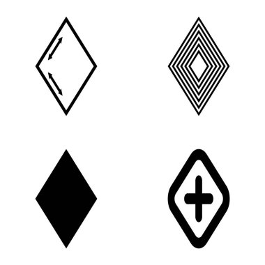 Rhombus Düz Simge Seti Beyaz Arkaplanda İzole Edildi