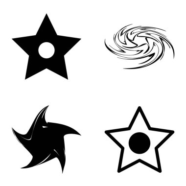 Yıldız1-2 Yıldız Şelalesi Düz Simge Seti Beyaz Arkaplanda İzole Edildi